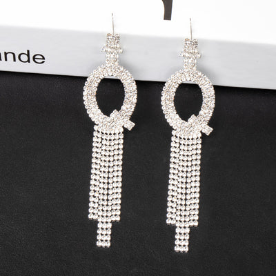 Fashion Jewelry 925 Silver Needle Ornaments Rhinestone Letter B Earrings Banquet Tassel Ear Ornaments Earrings - Carvan Mart