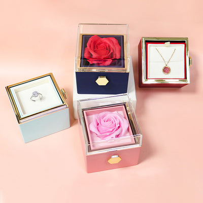 Rotating Soap Flower Rose Gift Box Creative Rotating Rose Jewelry Packaging Box Valentine's Day Gift For Women - - Gift - Carvan Mart