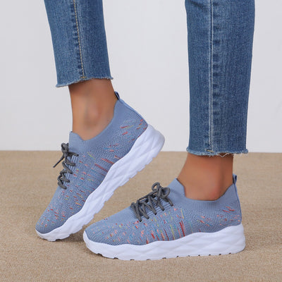 Summer Fashion Sports and Leisure Women's Pumps - Large Size Flying Woven Mesh Sneakers - Sapphire Blue - Women's Shoes - Carvan Mart