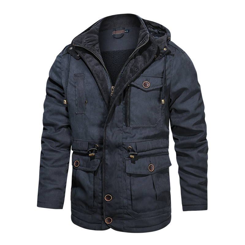 Winter Warm Thick Parkas Jacket Men Cotton Jacket Coat - Blue - Men's Jackets & Coats - Carvan Mart