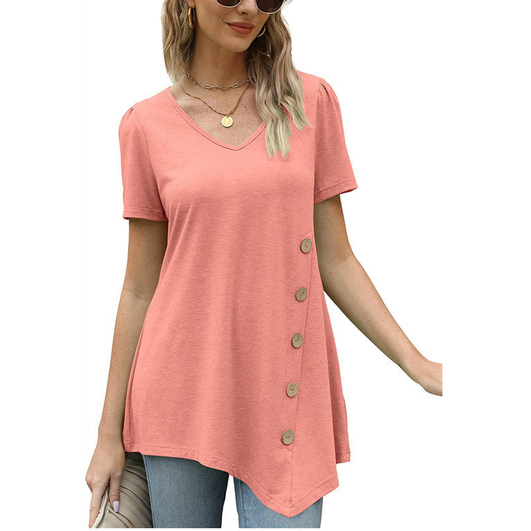 Fashion Loose Casual Short Sleeve Women's Shirt - Carvan Mart