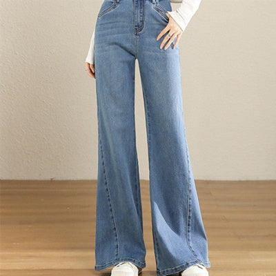 Women's High Waist Jeans Artistic Slightly Flared Low Rise Denim Jeans - Carvan Mart