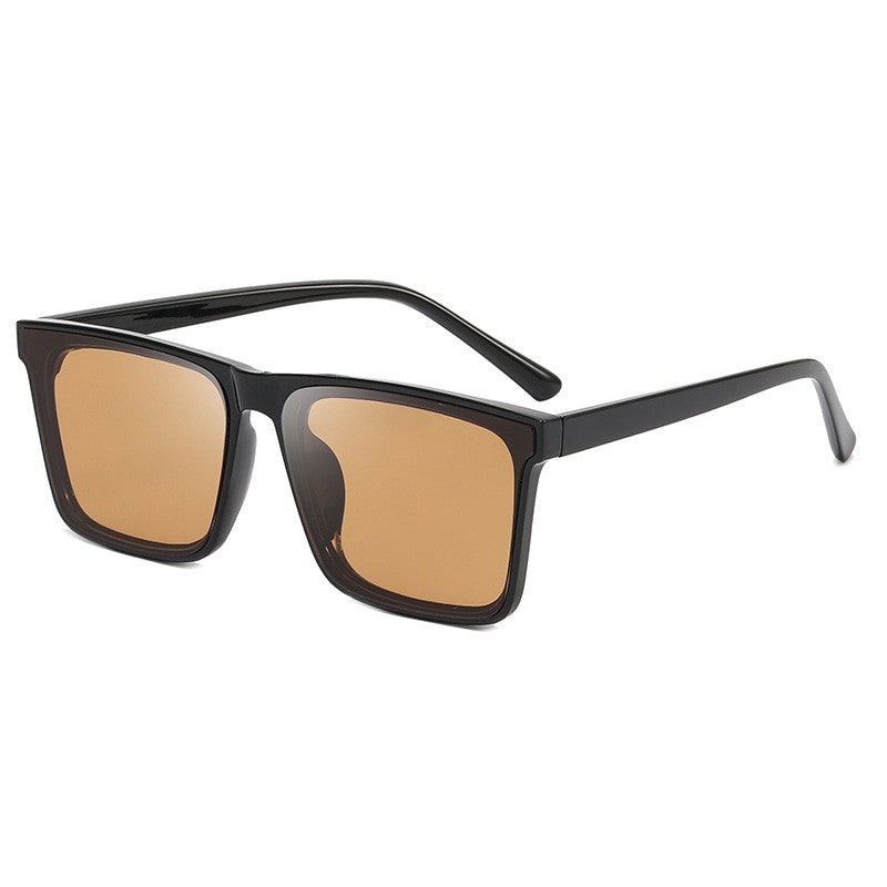 Square Sunglasses With Flat Tear Film For Men And Women - Lack framed tea lens - Women's Sunglasses - Carvan Mart