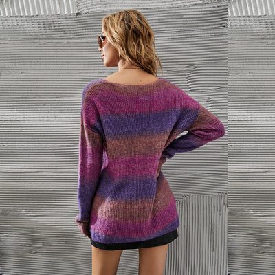 Tie-dyed Pullover Irregular Gradient Sweater - Carvan Mart