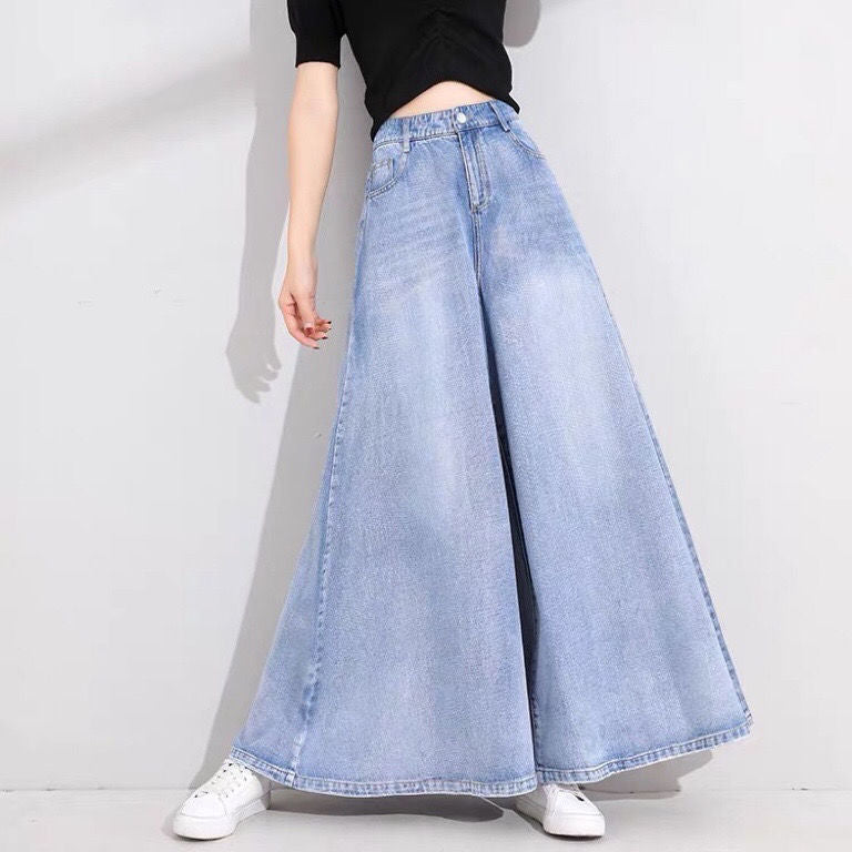 Drop Wide Leg Jeans Skirt Women - Carvan Mart