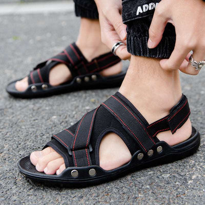 Casual Roman Sandals Men Strap Velcro Shoes - Carvan Mart