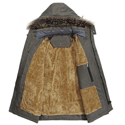 Winter Thick Casual Men Hooded Overcoats Windproof Parka Velvet Warm Coat