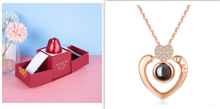 Valentine's Day Gifts Metal Rose Jewelry Gift Box Necklace Wedding Girlfriend Necklace Gifts - Set - Gift - Carvan Mart