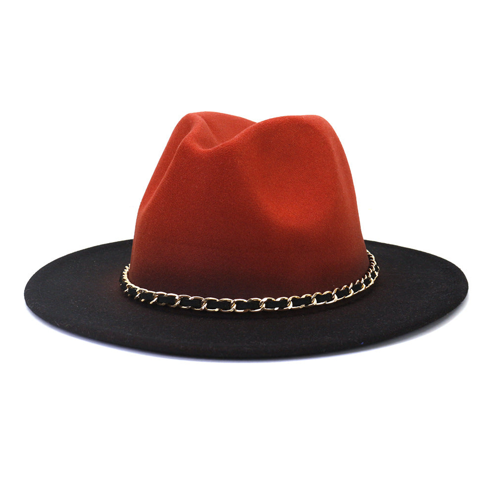 Painted Woolen Flat Brim Autumn And Winter British Style Fashion Fedora Hat - Carvan Mart