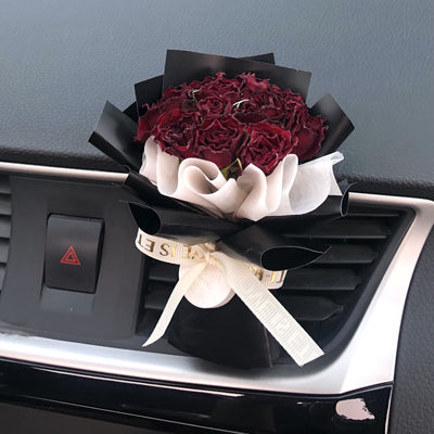 Natural Mini Rose Dry Flower Valentine Car Decor - Coral - Gift - Carvan Mart