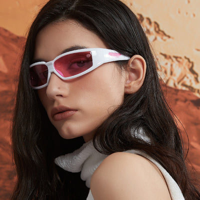 Oval Frame Sunglasses For Men Women UV400 Fashion Y2K Retro Punk Pink Glasses Hip Hop - Carvan Mart