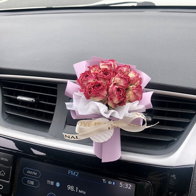 Natural Mini Rose Dry Flower Valentine Car Decor - Summer light - Gift - Carvan Mart