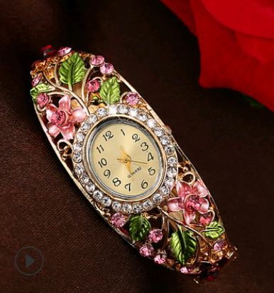 Bracelet Watch Popular Models High-grade Diamond National Wind Painting Accessories Female - Pink - Women's Watches - Carvan Mart