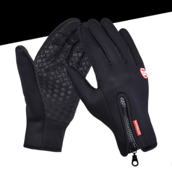 Outdoor Waterproof Gloves Touch Screen Windproof Riding Zipper Sports Winter Warm Fleece Mountaineering Gloves - Carvan Mart