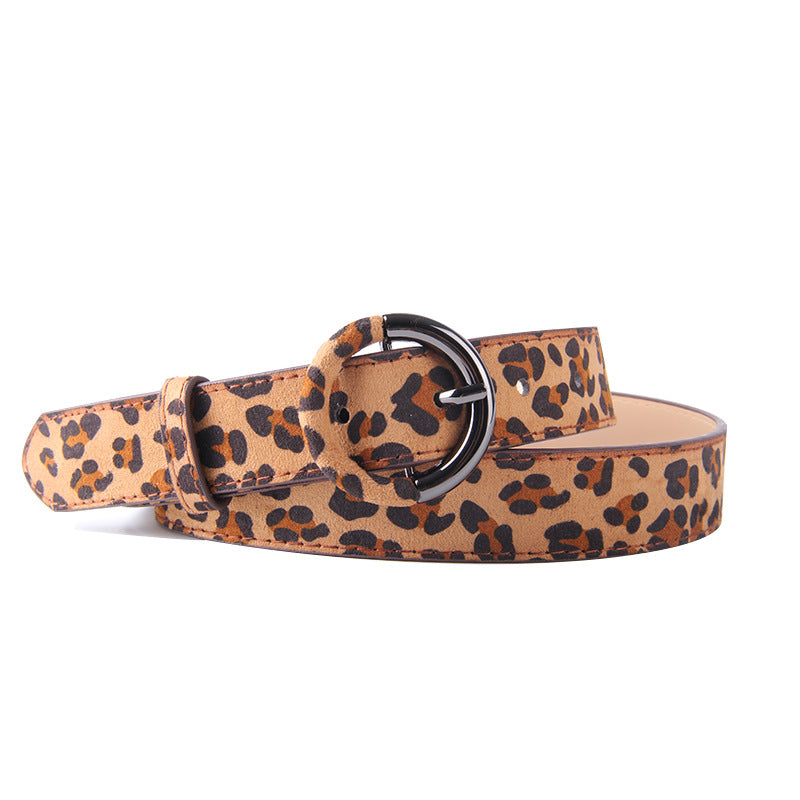 Round buckle belt wild lady pin buckle decorative belt - Leopard 105cm - Belts & Cummerbunds - Carvan Mart
