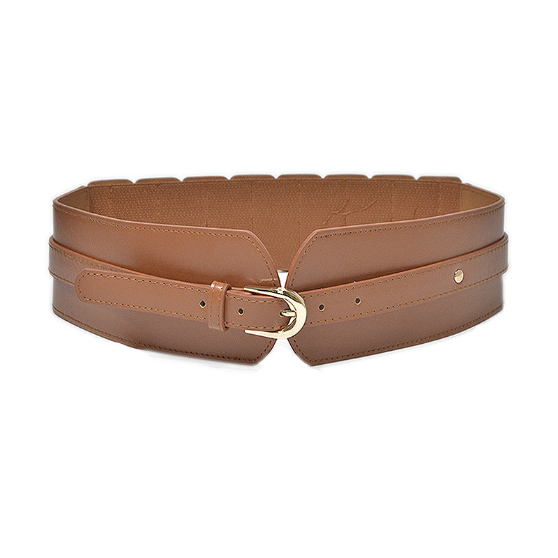 Women's Casual Decoration Waist Elastic Band - Brown - Belts & Cummerbunds - Carvan Mart