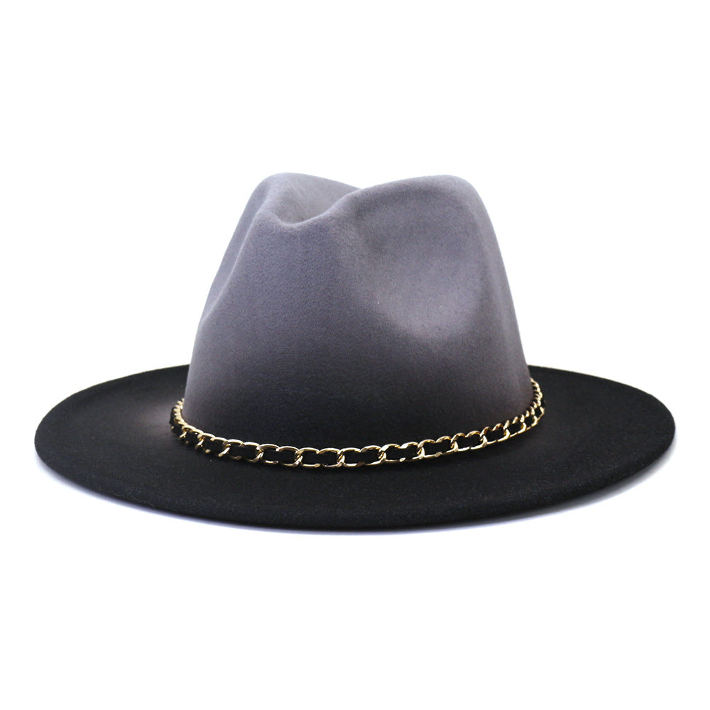 Painted Woolen Flat Brim Autumn And Winter British Style Fashion Fedora Hat - Carvan Mart