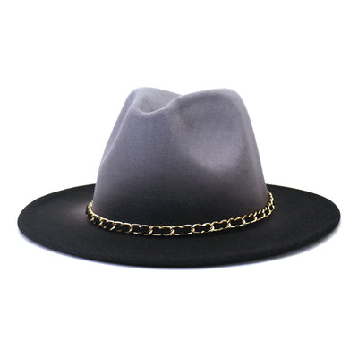 Painted Woolen Flat Brim Autumn And Winter British Style Fashion Fedora Hat - Carvan Mart