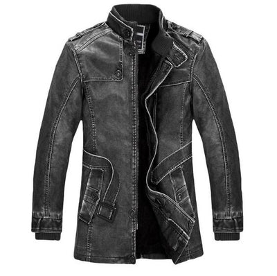 Duolino Classic Leather Jacket - Dark grey - Genuine Leather - Carvan Mart