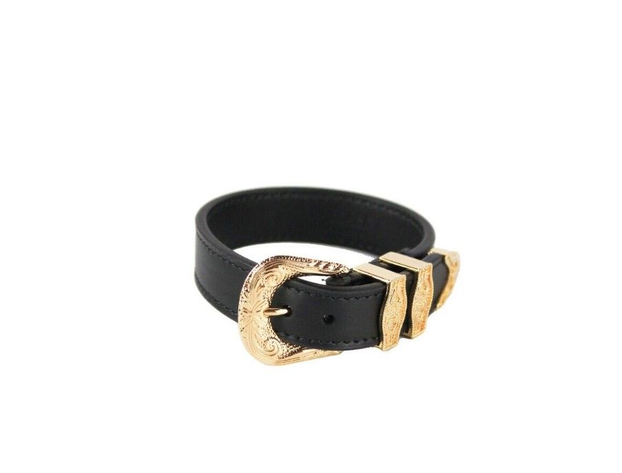 Versace Medusa Western Buckle Smooth Leather Gold Plated Brass Gold Bracelet - - - Versace