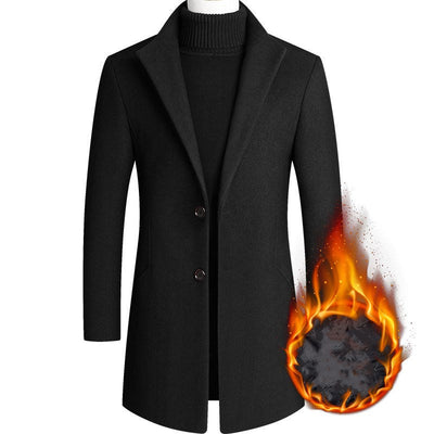 Men's Wool Coat Medium Length Leisure Suit Coat - - Men's Jackets & Coats - Carvan Mart