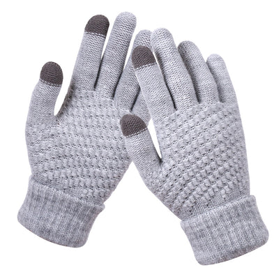 Couple knitted gloves touch screen gloves - Grey - Women Gloves & Mittens - Carvan Mart