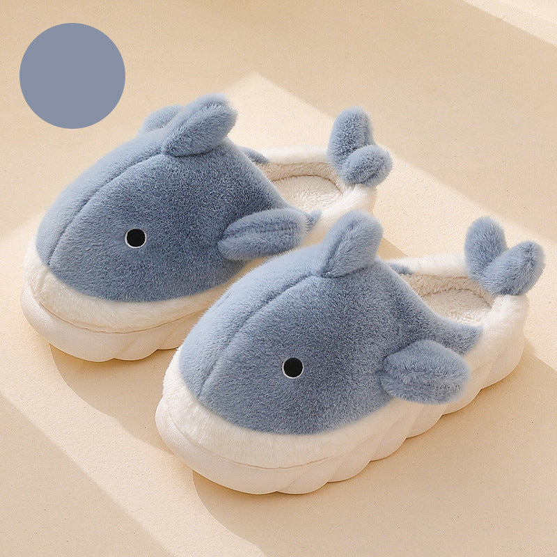 Shark Slippers Soft Sole Furry Shoes Home Bedroom Slippers - Blue - Women's Slippers - Carvan Mart