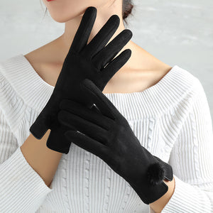 Suede Glove Warm Finger Gloves - Black One size - Women Gloves & Mittens - Carvan Mart