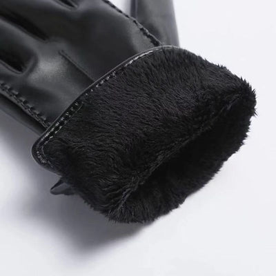 Lined warm PU leather gloves - Carvan Mart