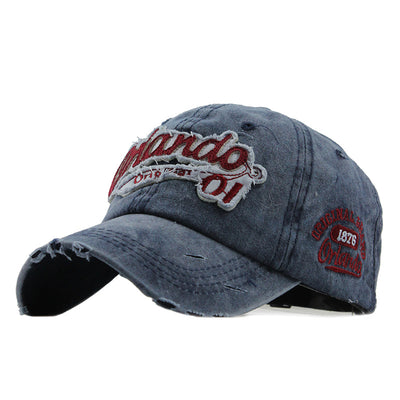 Cotton Washed Letter Hat Cowboy Retro Baseball Cap - Carvan Mart