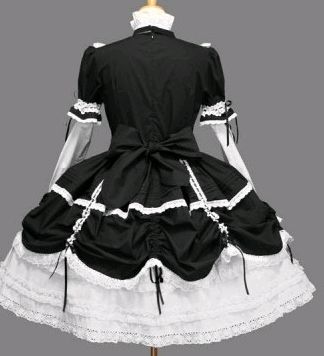 Lolita Dress with Lace Trim and Bowknot for Cosplay and Parties - Carvan Mart