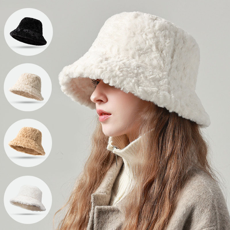 Lambswool Fisherman Hat Winter Warm Fashionable Solid Color Hats For Women - Carvan Mart