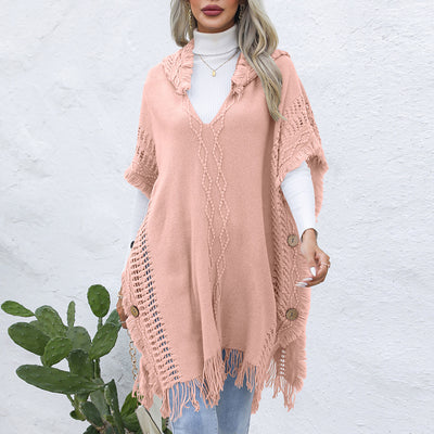 V-neck Hooded Pullover Mid-length Sweater - Carvan Mart