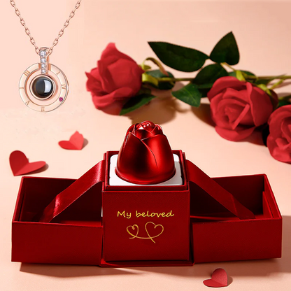 Valentine's Day Gifts Metal Rose Jewelry Gift Box Necklace Wedding Girlfriend Necklace Gifts