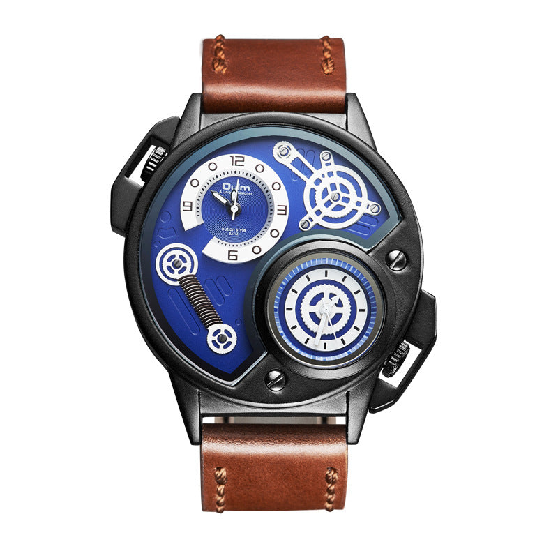 Men's Sports And Leisure Watches Quartz Belt Watches Watches - Bluefaced brown belt - Men's Watches - Carvan Mart