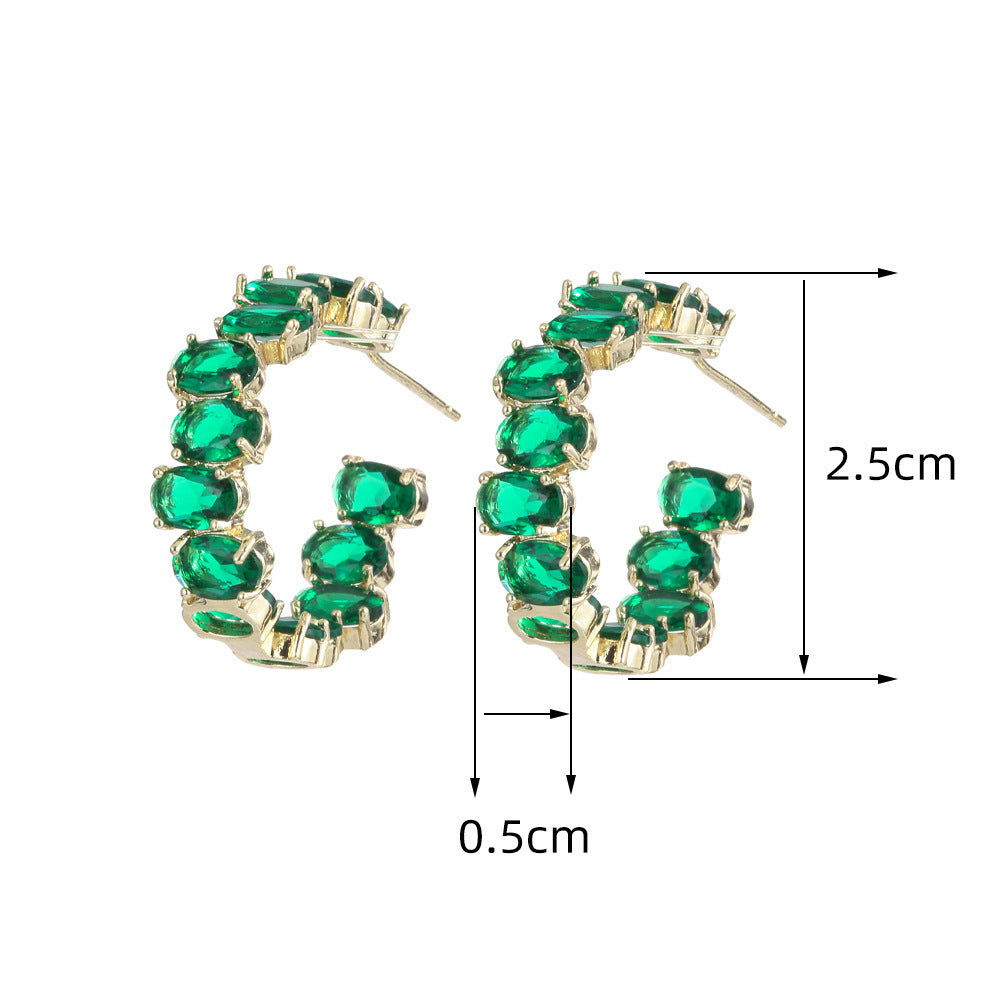 Exaggerated Temperamental Zircon C- Shaped Eardrop Earrings - Carvan Mart