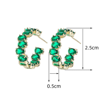 Exaggerated Temperamental Zircon C- Shaped Eardrop Earrings - - Earrings - Carvan Mart