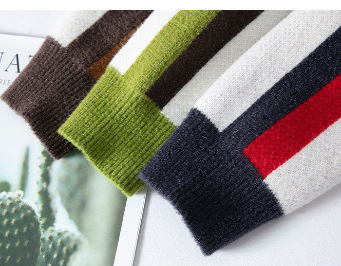 Men's Round Neck Multicolor Sweater Simple Knitwear - Carvan Mart