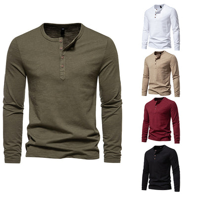 Modern Henley Neck Tops Bamboo Cotton Men's T-shirt - Carvan Mart