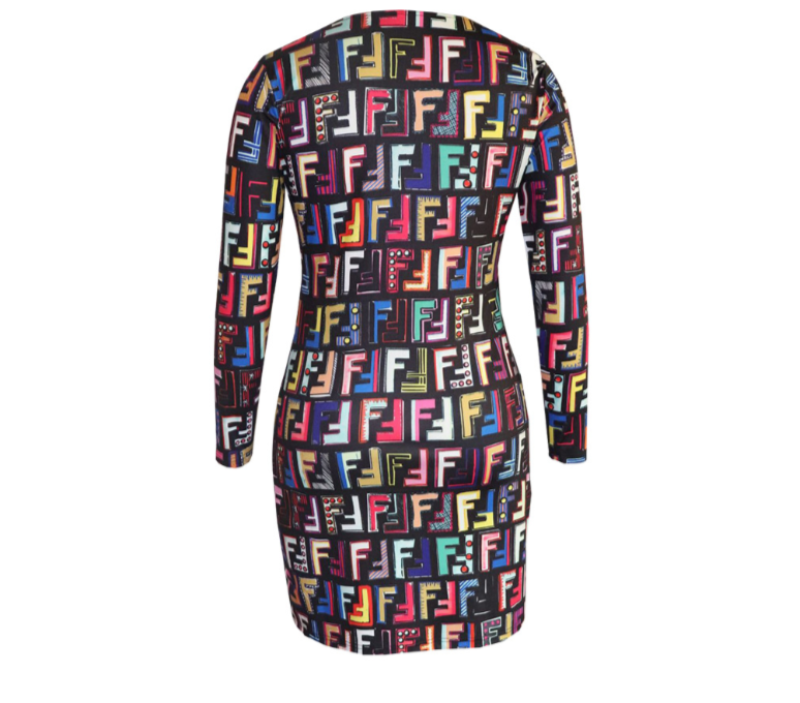 Trendy Long Sleeve Bodycon Dress - Colorful Printed Mini Dress for Women - Vibrant - Dresses - Carvan Mart