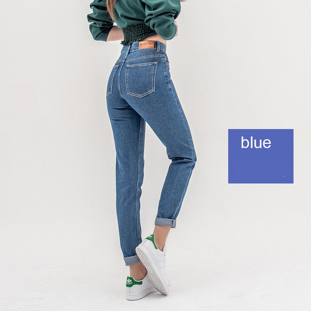 Women's High-Waisted Slim Fit Jeans - Light Blue & Blue Denim for Casual Wear - Eco-Friendly Stretch Jeans - Blue - Women's Jeans - Carvan Mart