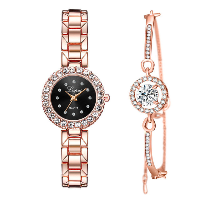 Watches-Set Bangle Clock Bracelet Wrist-Watch Quartz Women Fashion Ladies Brand Luxury - Carvan Mart