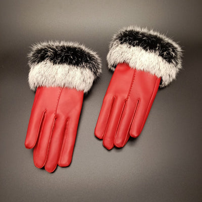 Rabbit hair mouth fashion gloves - Red One size - Women Gloves & Mittens - Carvan Mart