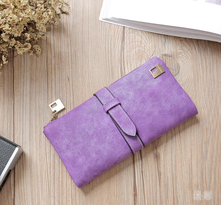 Leather Zipper Long Women Wallet - Purple - Women's Wallet - Carvan Mart