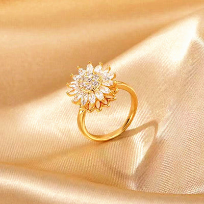 Rotating SUNFLOWER Diamond Ring - Carvan Mart