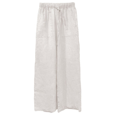 Retreat Linen Wide Leg Pant Women's Plus Size Lace-up Casual Trousers - Carvan Mart