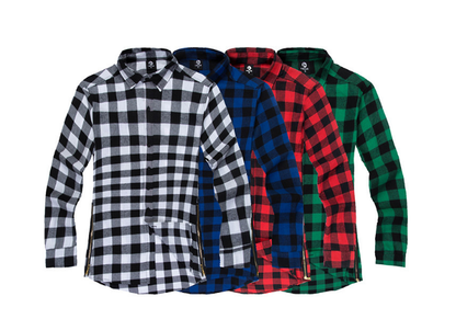 Mens Fashion Hip Hop Shirts Streetwear Urban Clothing Hiphop Men Clothes Plaid Zipper Shirt - Carvan Mart Ltd
