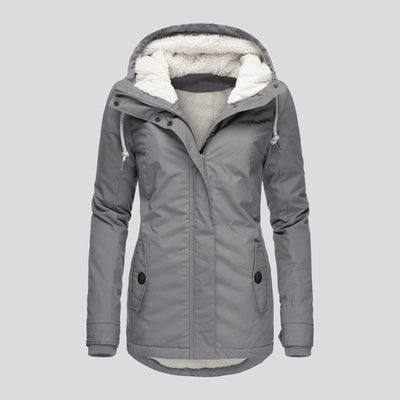 Mid-Length Hooded Cotton-Padded Jacket Women's Loose Coat - Gray - Women's Coats & Jackets - Carvan Mart