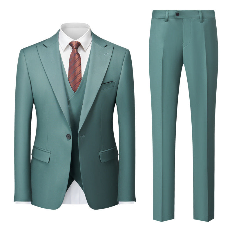 Men's Three Piece Suit Foreign Trade Cross-border Wedding Groom Business Suit - Bean Green - Men Suits & Sets - Carvan Mart