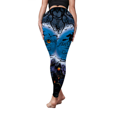 Women's Halloween Leggings - High-Waisted Spooky Print Yoga Pants - - Pants & Capris - Carvan Mart